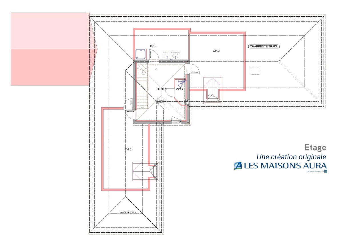 Exemple plan etage chambres maison perigourdine St Julien de Lampon