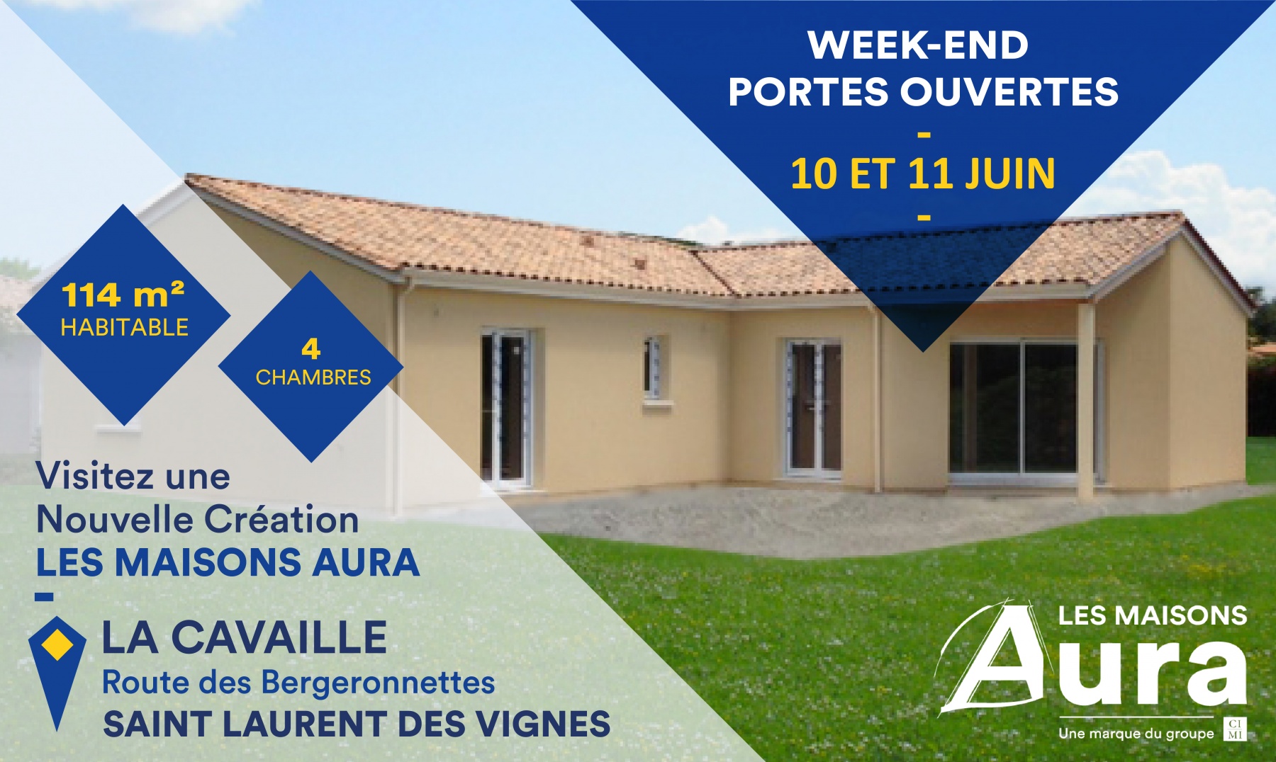 Portes ouvertes Maisons Aura à Saint-Laurent-des-Vignes les 10 et 11 juin 2017