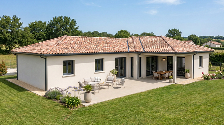 Maison en L avec garage en Dordogne