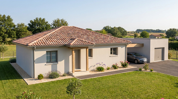 Maison moderne en Dordogne avec garage en décroché