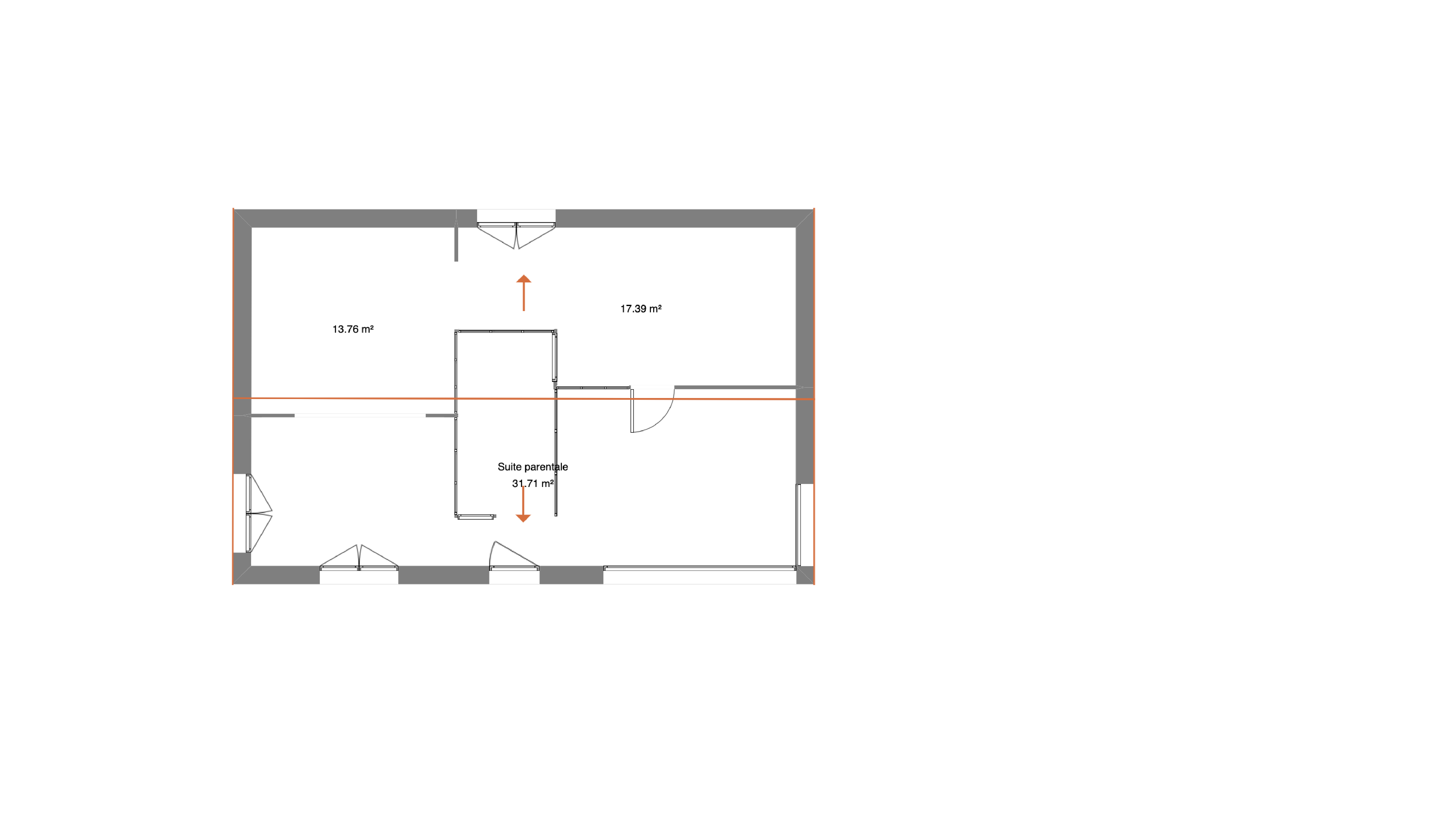 Plan coté étage maison contemporaine