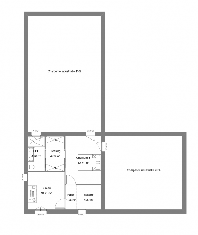 Plan d'une maison périgourdine avec un étage
