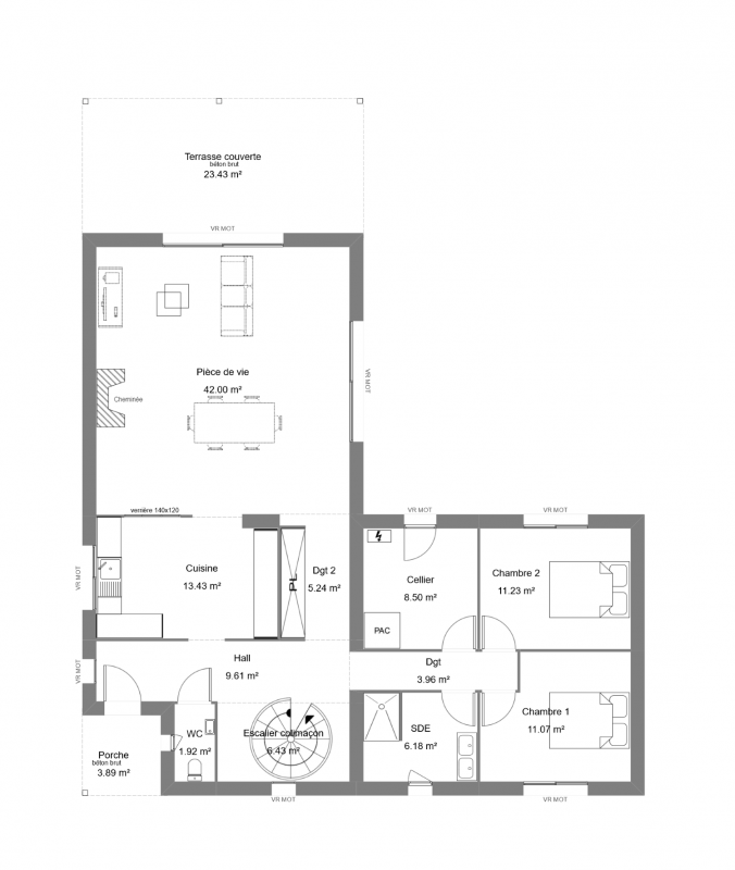 Plan de maison périgourdine à étage