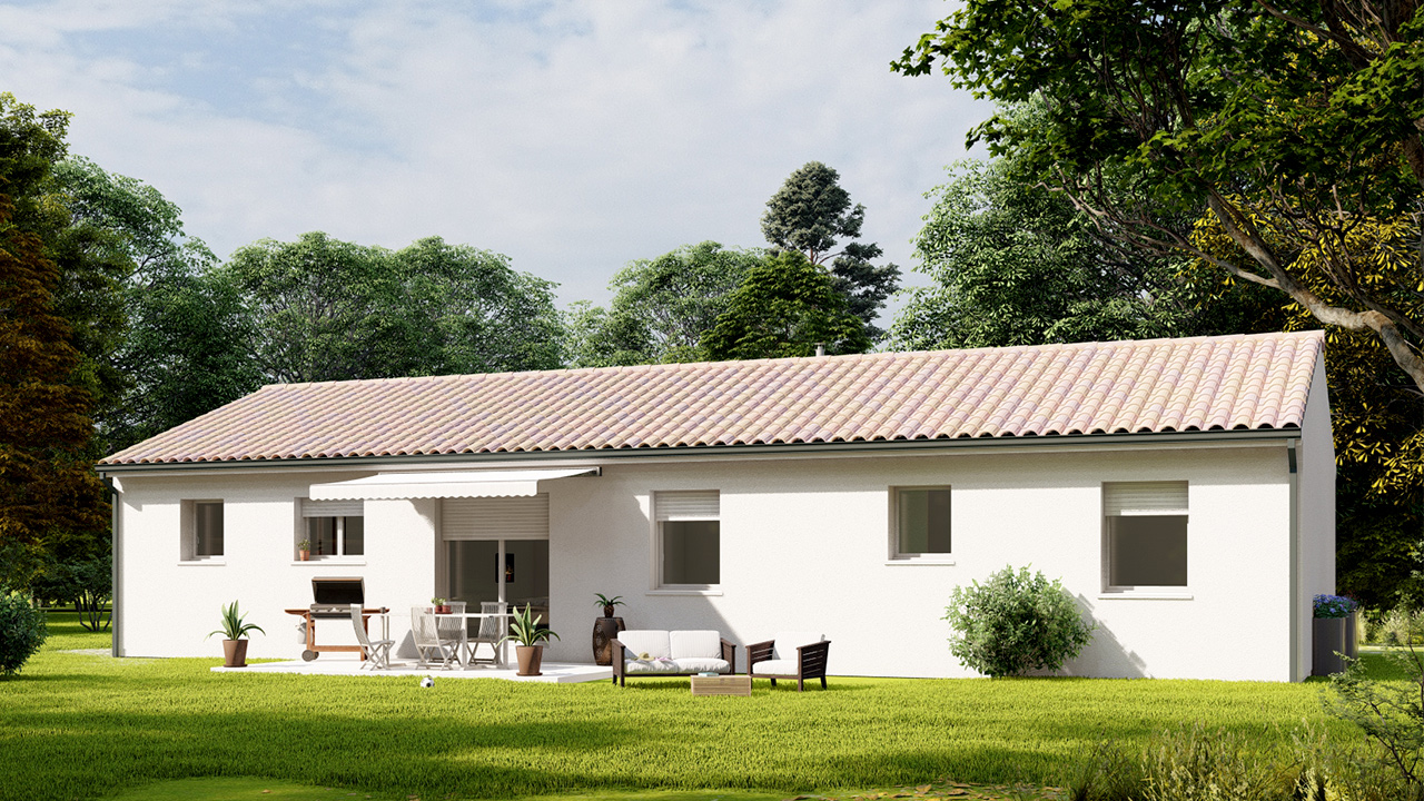 Maison 4 chambres avec un garage et une terrasse couverte